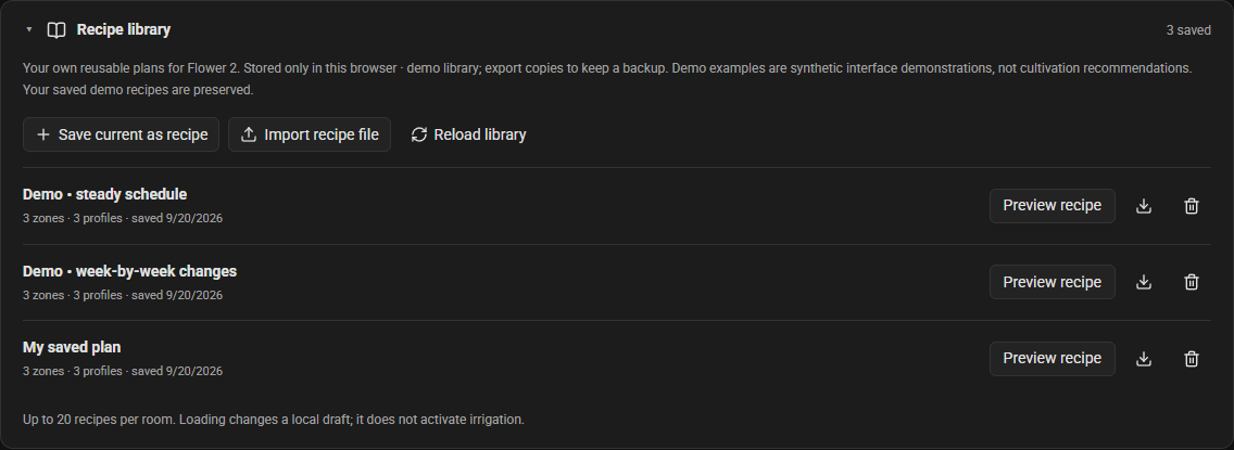 Reusable user-authored plans in the recipe library